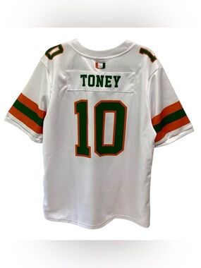 Athletes Thread Miami Hurricanes Toney 10 Football Jersey White Mens Small NWT